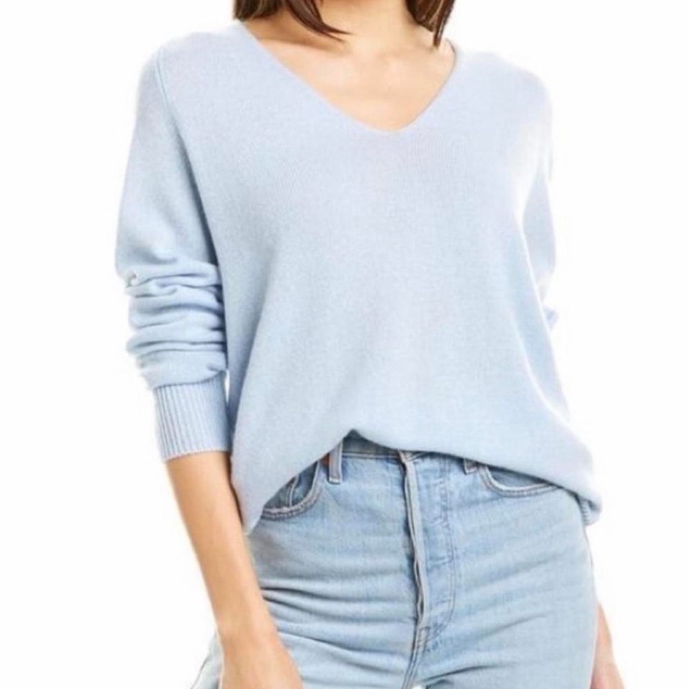 Light Blue V-Neck Women's Sweater